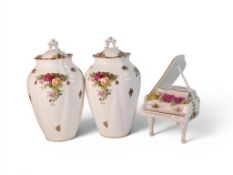 Royal Albert 'Old Country Roses' to include:- Two large Lidded decorative Jars together with a boxed