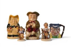 A group of pottery items to include Two Goebel Children Figure to include Little Goat Herder model