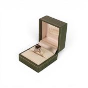Bi colour chocolate tourmaline (earth mined) & diamond ring set 14ct yellow gold, size M. 4.2g