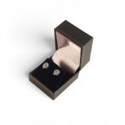 Grandidierite & diamond, 18ct white gold set earrings by Tomas Rae, 2.72g.