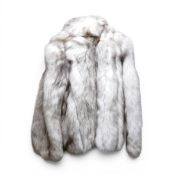 A Vintage Real Fur Jacket genuine silver fox showing natural colour variations with one front