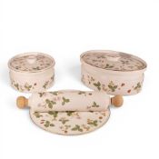 Collection of Wedgwood 'Wild Strawberry' items to include:- Cake plate, two tureens, rolling pin.