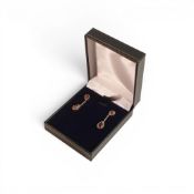 14ct gold ruby & diamond drop earrings (30mm), 3.1g