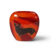 Anita Harris Deco Dog 'Corgi' Purse Vase. H:-12cm (Gold Signed)