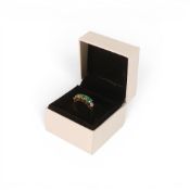 18k yellow gold ring set Ethiopian emeralds & diamonds. Size N/O. 1 of only 13 pieces in this