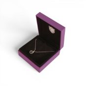 18ct white gold mounted, untreated natural Nigerian sapphire & diamond pendant with 18ct ct white