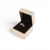 Grandidierite & diamond, 18ct white gold set ring, size N/O, by Tomas Rae, 3.07g.