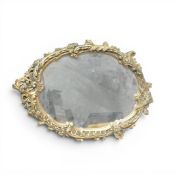 A wall mirror mounted in an ornate gold coloured plaster frame. total length 60cm.