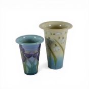 Sally Tuffin Dennis Chinaworks Vases to include designs of 'Snowdrops' together with 'Orchids'.