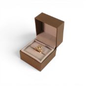 18ct hallmarked yellow gold set serenite & diamond ring, size N/O by Lorique. 6.6g.