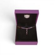 18ct yellow gold set Tanzanite (3.61ct AAA) & diamond necklace, by Tomas Rae, 45cm wearable, 7.77g.
