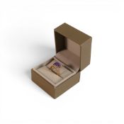 18ct yellow gold set Tanzanite (7.43ct AAA) & diamond ring size N/O by Tomas Rae, 6.12g.