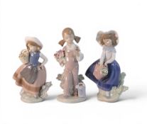 Lladro porcelain figurines to include Spring Girl, model no.5217, Sweet Scent, model no.5221 and