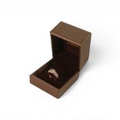 14kt rose gold set champagne and white diamond ring by Cara, earth mined, size M. 4.3g
