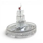 A Ceiling Chandelier French Style With Crystal Type Droplets On A Silver Tone Frame With 3 Light