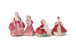 Four Small Royal Doulton Figures to include Home Again HN 2167, Southern Belle HN 3174, Goody Two