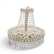 Ceiling Chandelier French Style With Crystal Style Clear Beads With A Gold Tone Effect Framework,