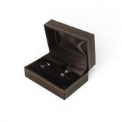Platinum (.950) earrings set tanzanite by Rhapsody, 1.06g