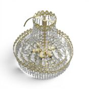 Ceiling Chandelier French Style With Crystal Style Clear Beads With A Gold Tone Effect Framework,