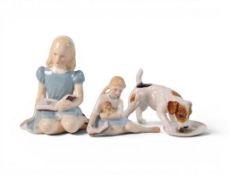 Three Royal Doulton figures to include My Pet HN 2238, Alice HN 2158 & Character dog with plate HN
