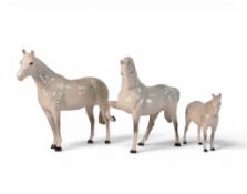 A group of Three Beswick Dapple Grey horses to include Racehorse model 1484, Horse with Head