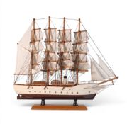 A Wooden Model Ship Of The USS Cutter Eagle 1945. H 46cm x W 50cm x D 10cm