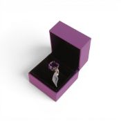 18ct white gold Moroccan Amethyst & diamond set dress ring size N/O, Tomas Rae, a large stone 9.48