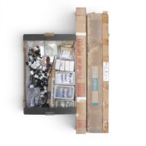 A collection of HO/OO gauge accessories and rail track, includes point motors, micro switches and