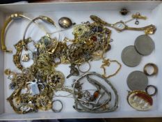 Mixed costume jewellery including rings, necklaces, pendants, watches, etc.