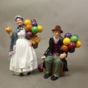 Royal Doulton The Balloon Man HN1954 & Biddy Penny Farthing HN1843 (2)