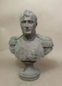 A bronzed resin portrait bust of Napoleon Bonaparte, height 34cm.