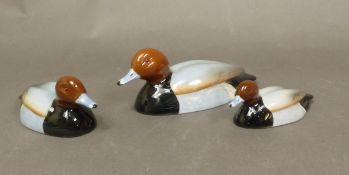 Graduated trio of Beswick Pochard ducks, 1520-1, 1520-2 and 1520-3, approved by Peter Scott (3).