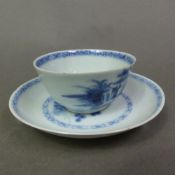Nanking Cargo tea bowl and saucer, Christie's auction stickers attached (2).