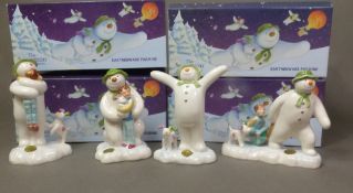 Four boxed John Beswick The Snowman and the Snowdog figures, The Snowman Billy and the Snowdog x 2