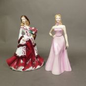 Two Royal Doulton Pretty Ladies series figures Christmas Day 2008 HN5209 and Olivia HN4766 (2).