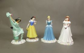Four Royal Doulton Disney Princesses from the Disney Showcase Collection, Ariel DP4, Snow White DP5,