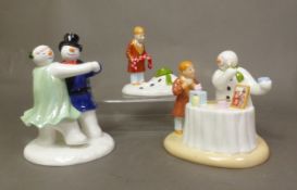 Three boxed Coalport Characters The Snowman figurines The Snow Ball, Sitting Pretty and The Story
