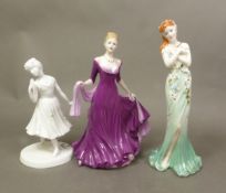 Coalport figurine Emerald together with Coalport figurine Sweetest Rose and a Royal Doulton figure