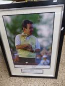 Golf interest: large framed/signed photograph of Tony Jacklin, overall size 82cm x 60.5cm.