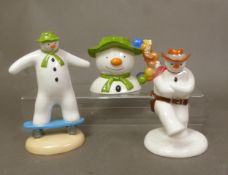Three boxed Coalport Characters The Snowman figurines/items Balancing Act, Cowboy Jig and a James