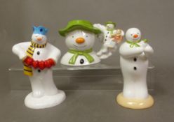 Three boxed Coalport Characters The Snowman figurines/items Just Like Me, Play it Again and a Safe