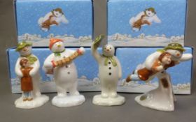 Four boxed John Beswick The Snowman figures Snowman Waving Goodbye, Snowman and James Hugging,