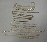 A collection of broken 9ct gold necklaces, combined 20.2g.