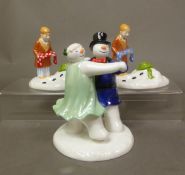 Three boxed Coalport Characters The Snowman figurines The Snow Ball, The Story Ends x 2 (3).