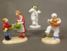 Three boxed Coalport Characters The Snowman figurines Magical Moment, Dancing with Teddy and