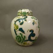 Large Mason's Green Chartreuse pattern ginger jar and cover, height 23cm.