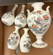 A collection of Wedgwood Kutani Crane items to include vases and bud vases (1 tray).