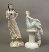 Two Royal Doulton seconds Reflections figures, Indian Maiden HN3117 and Flirtation HN3071, tallest