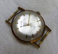 Bentima Star 9ct gold watch head with inscription to rear, overall weight 23.5g.