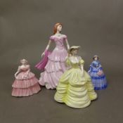 Coalport figurines, Birthday Wishes, Minuettes Summertime, Minuettes Autumntime and Catriona, height
